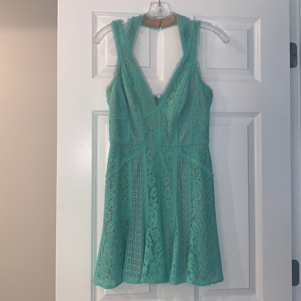 BCBG teal lace dress